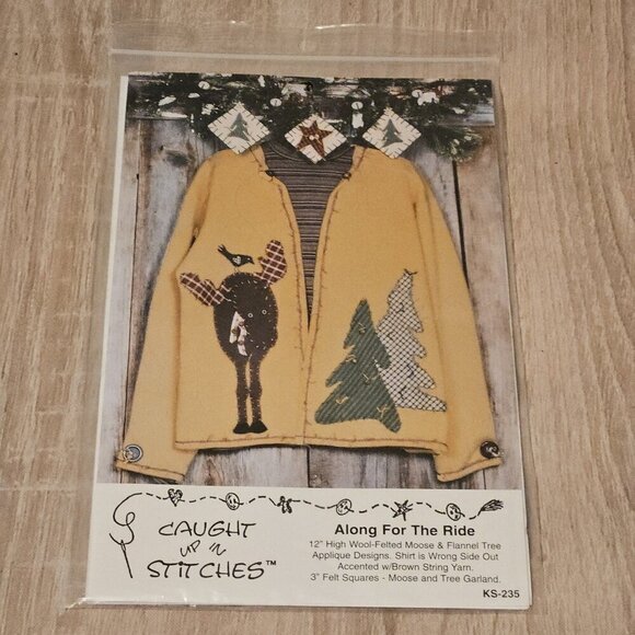Along For The Ride 12" Moose Flannel Tree Applique Design Sewing Pattern New - Picture 1 of 3